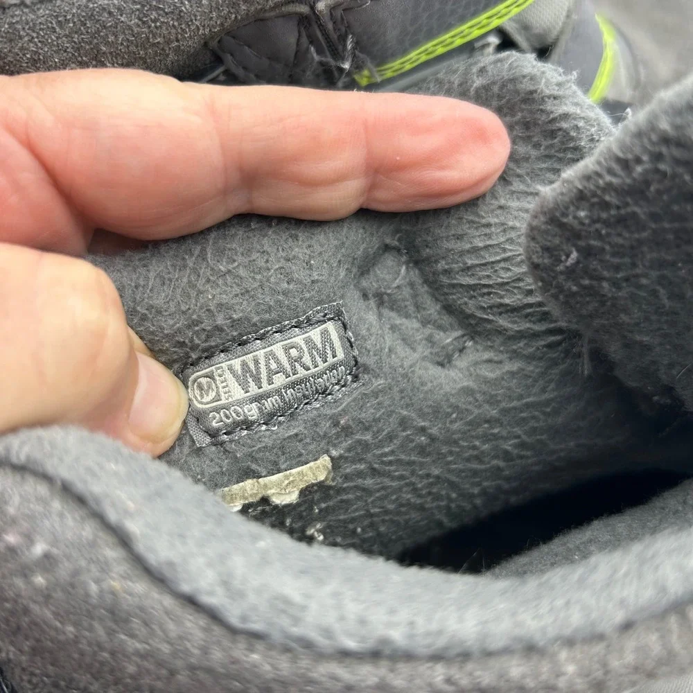 Merrell ML-B Moab Polar Waterproof Winter Boots Grey Lime Green Kids 6.5 MY57097